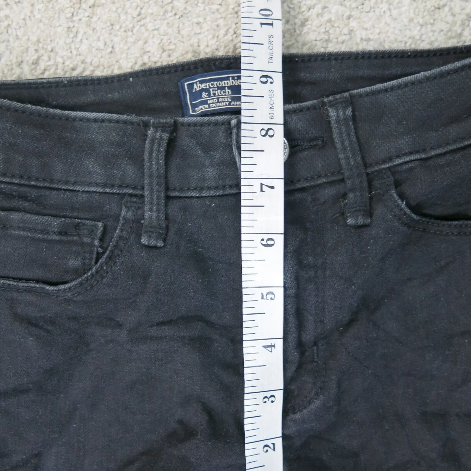 Abercrombie & Fitch Womens Jeans Mid Rise Super Skinny Ankle Black Size 25/0L