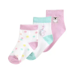 Baby Girl Rib Mid Calf Socks (Set of 3) - Unicorn