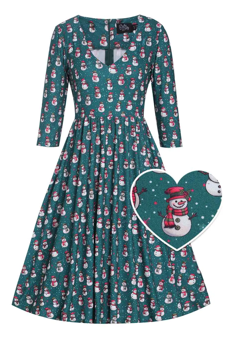 Billie Green Snowman Flared Dress