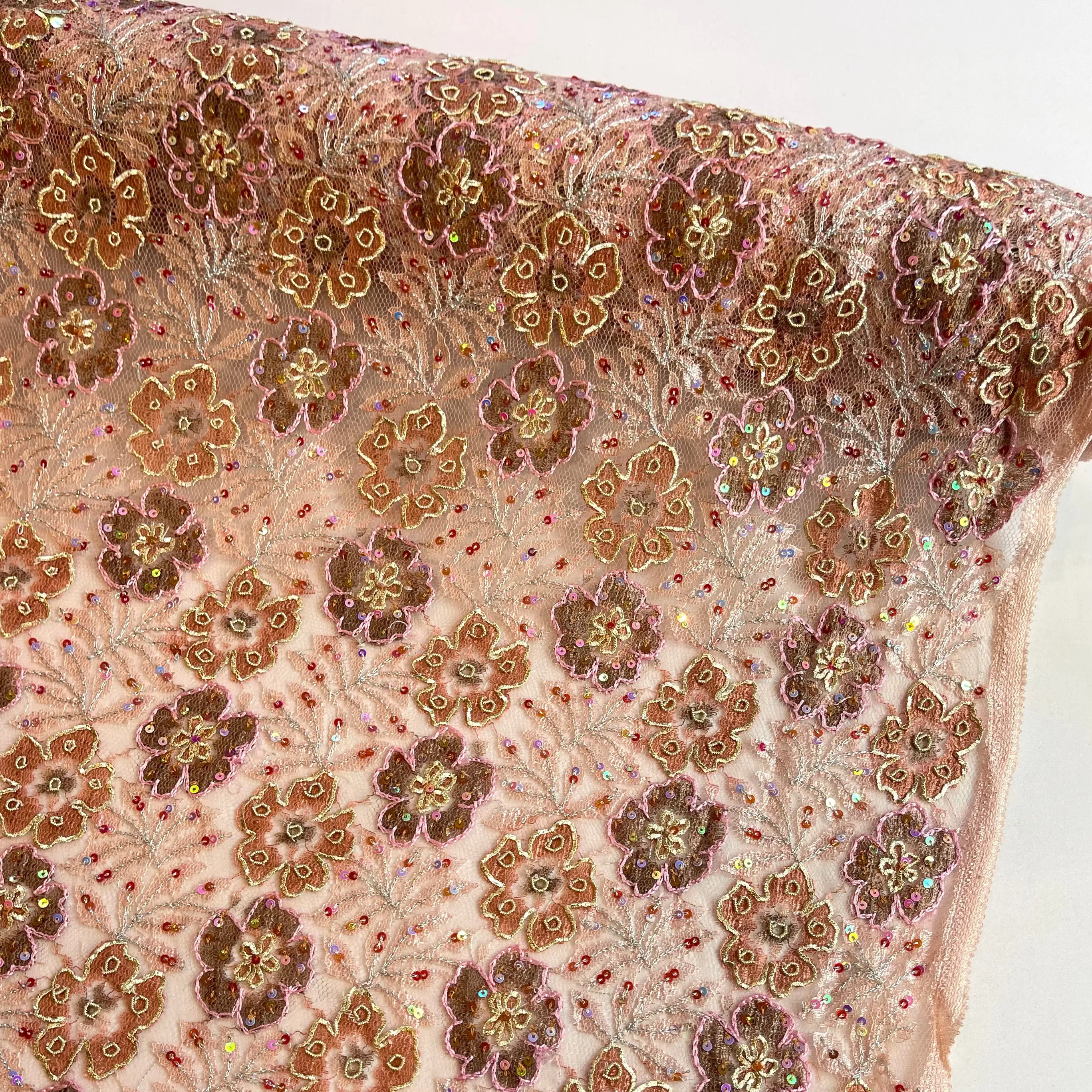 Blush Posies Sequin Lace