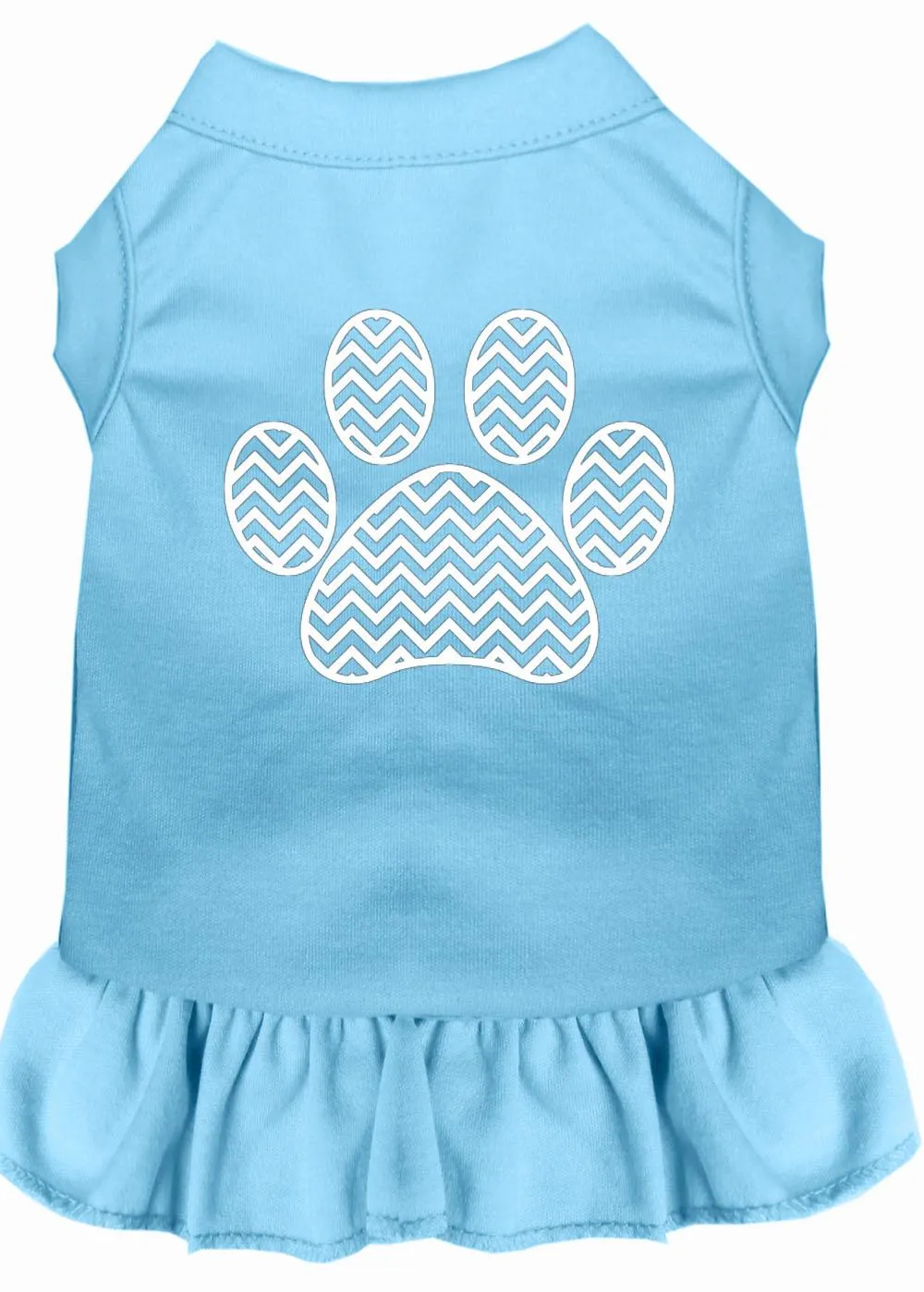 Chevron Paw Screen Print Dress Baby Blue Xxxl (20)