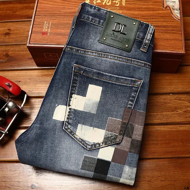 Contrast Trendy Mosaic Printed Jeans