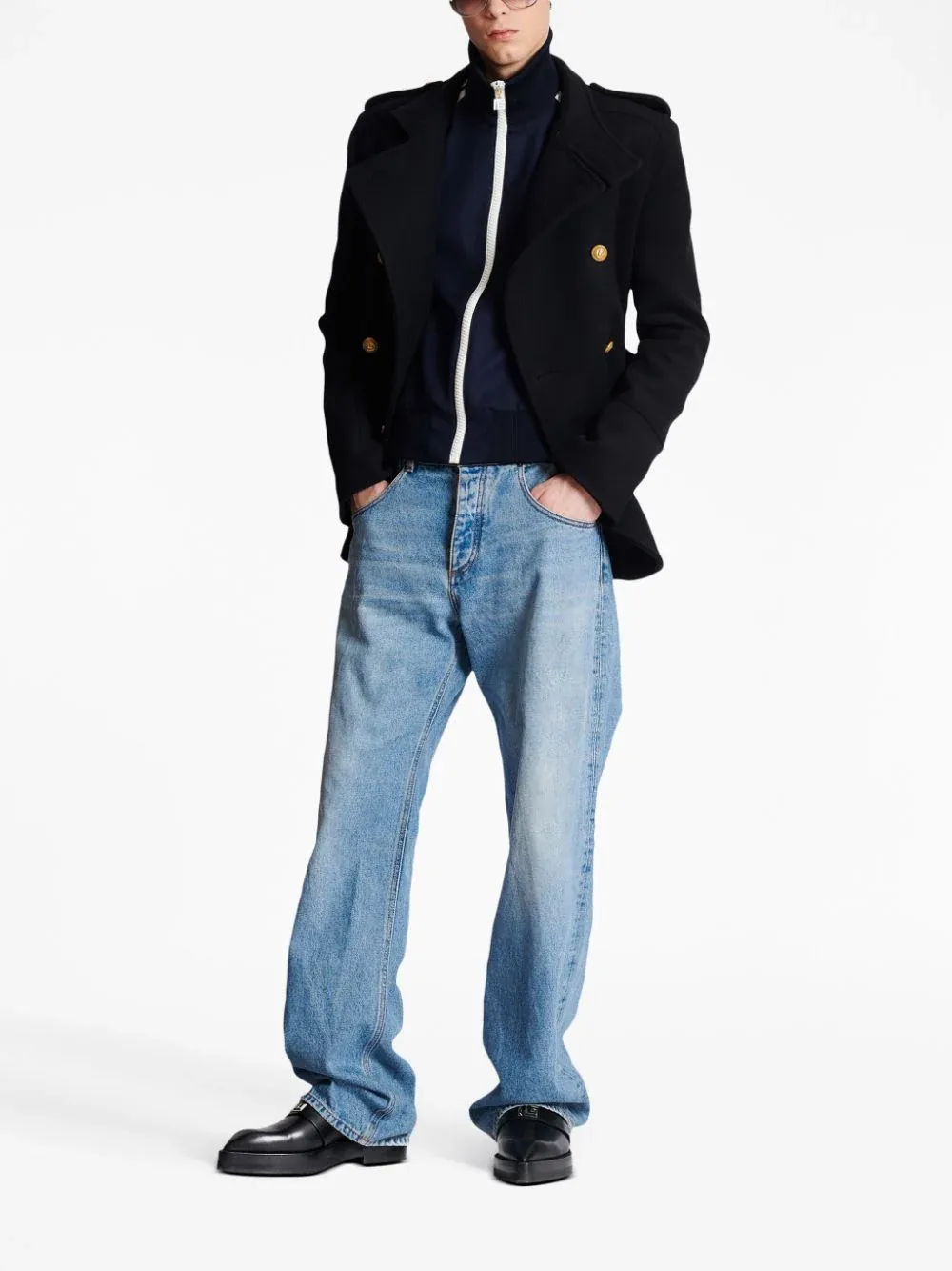 Contrasted Pocket Loose Denim Jeans