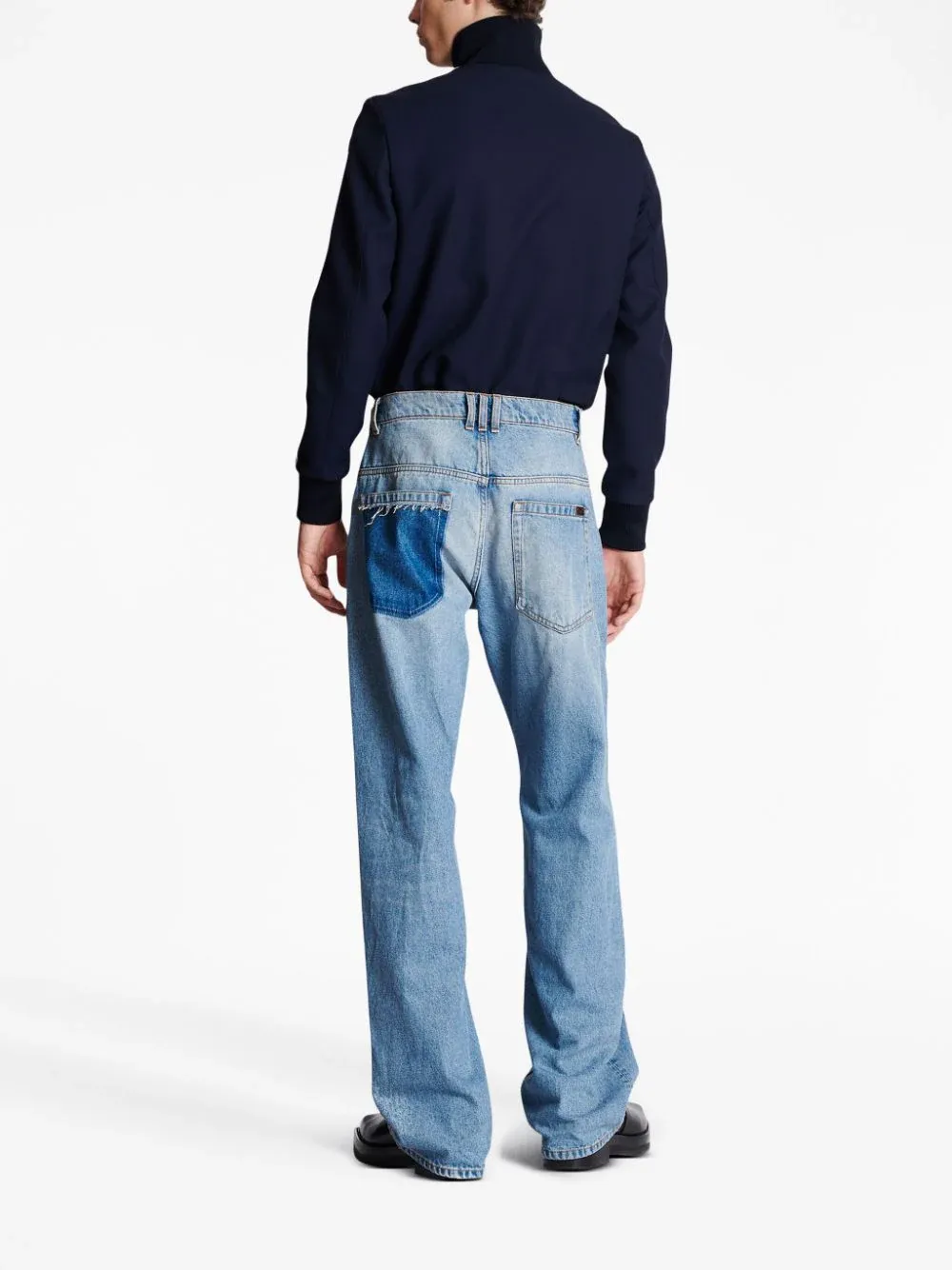 Contrasted Pocket Loose Denim Jeans