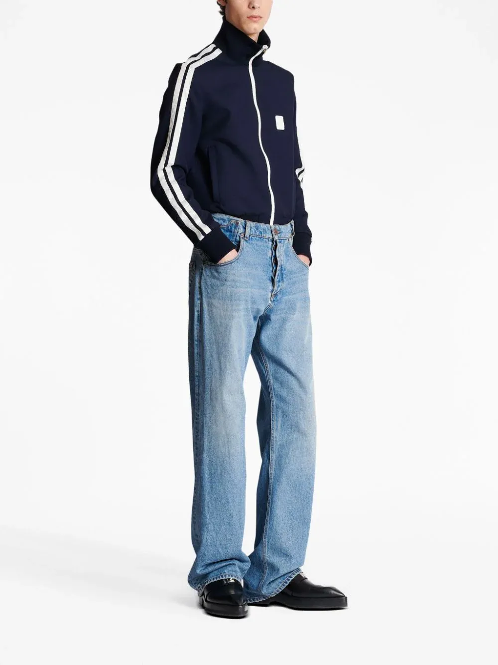 Contrasted Pocket Loose Denim Jeans