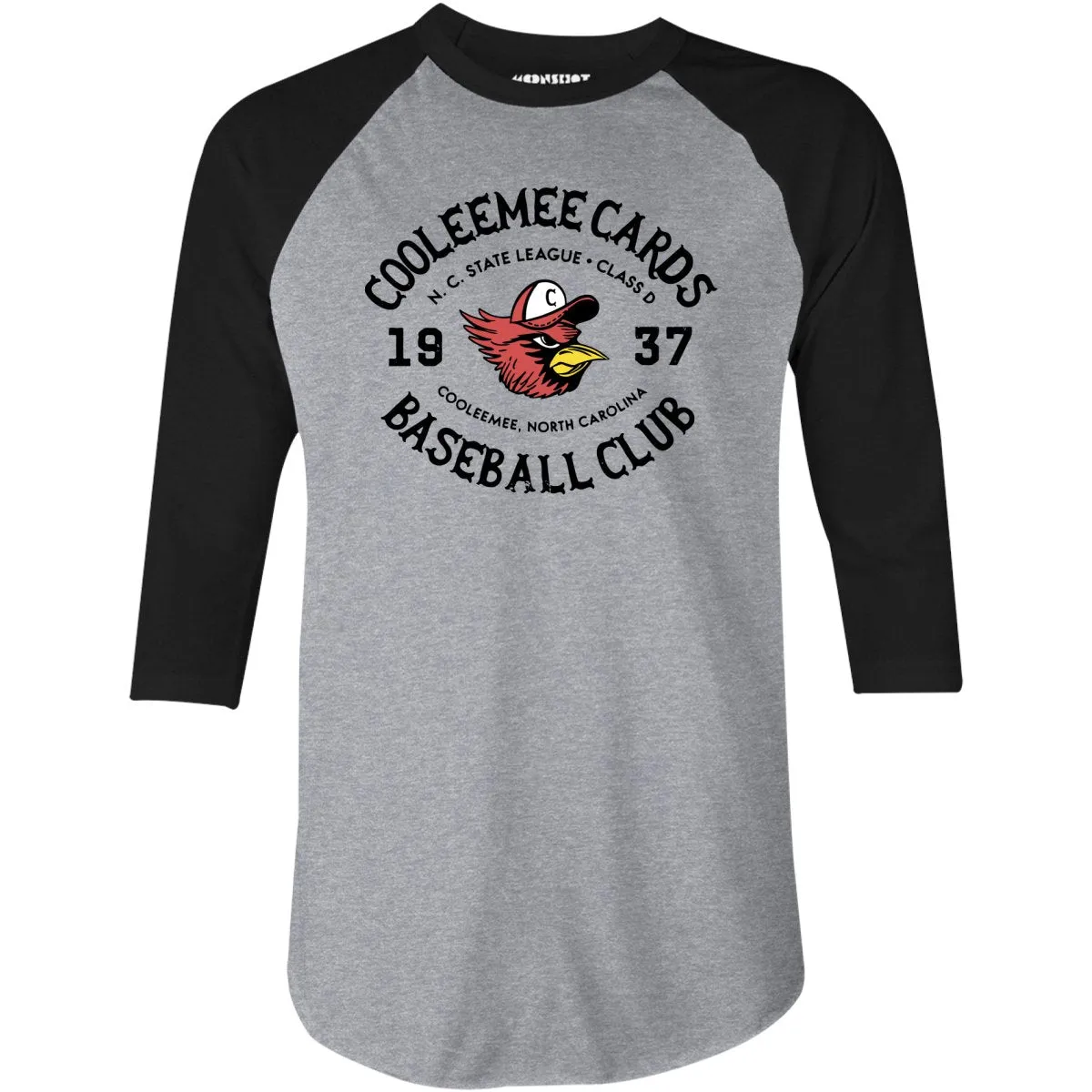 Cooleemee Cards - North Carolina - Vintage Defunct Baseball Teams - 3/4 Sleeve Raglan T-Shirt