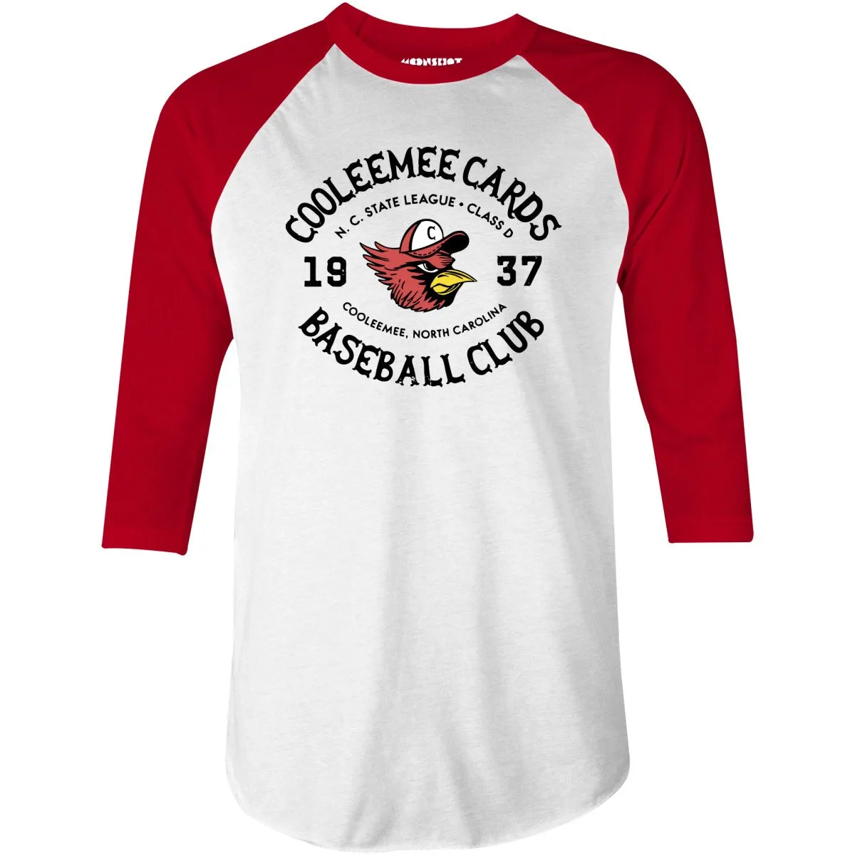 Cooleemee Cards - North Carolina - Vintage Defunct Baseball Teams - 3/4 Sleeve Raglan T-Shirt