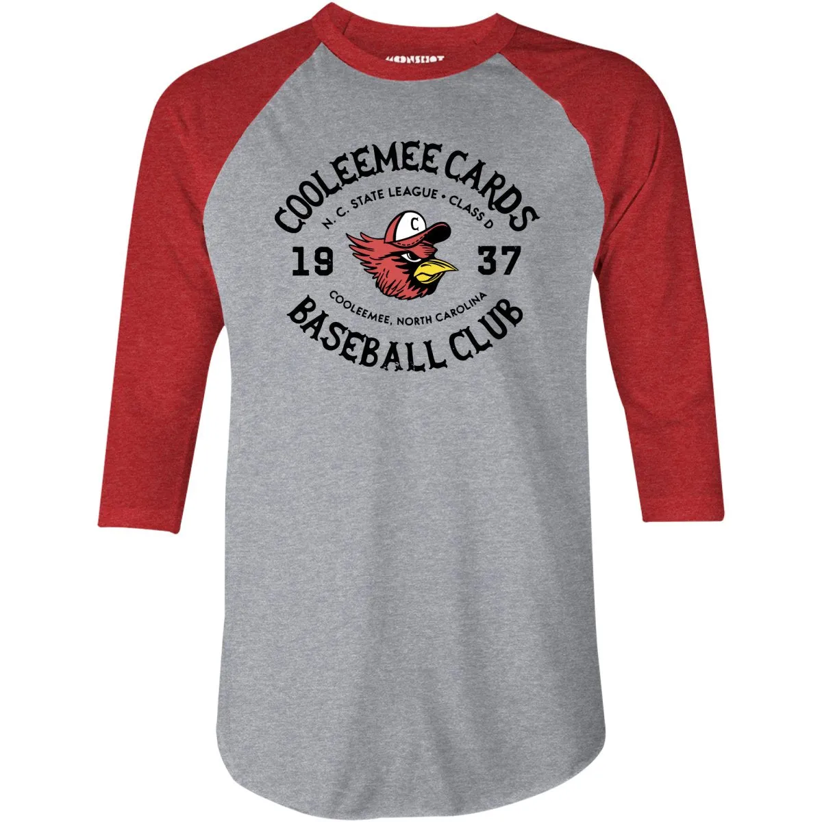 Cooleemee Cards - North Carolina - Vintage Defunct Baseball Teams - 3/4 Sleeve Raglan T-Shirt