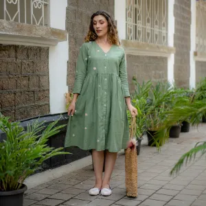 Cotton Flared Dress for Women| Hand Embroidered