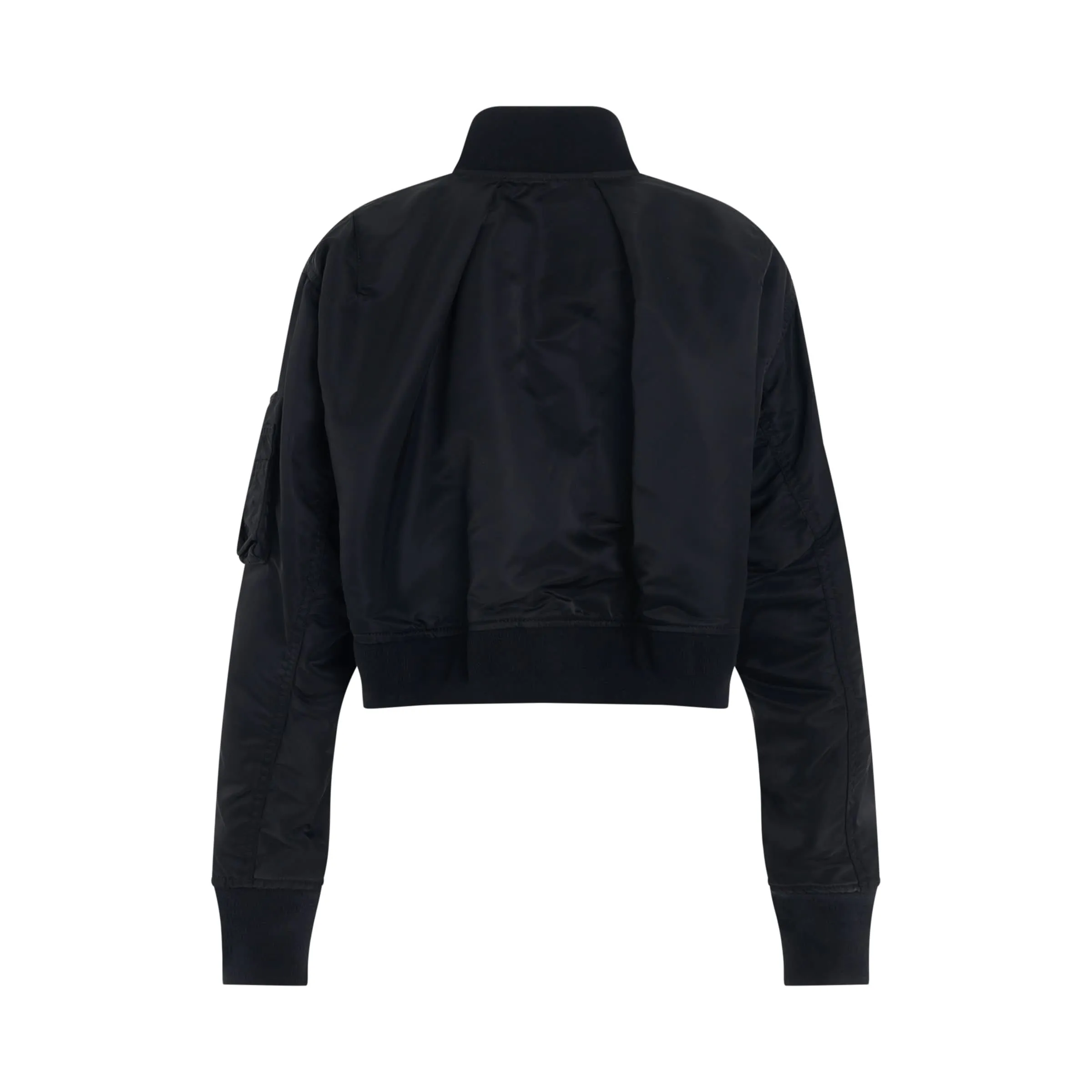 Cropped Nylon Twill Jacket in Black