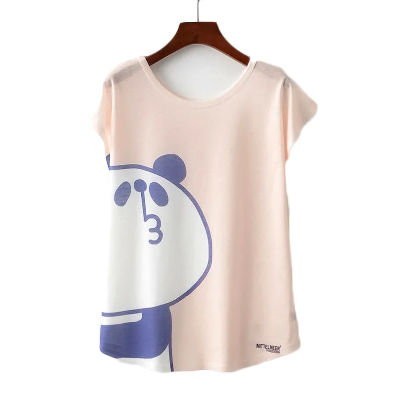 Cute Panda Kiss Printed Tees