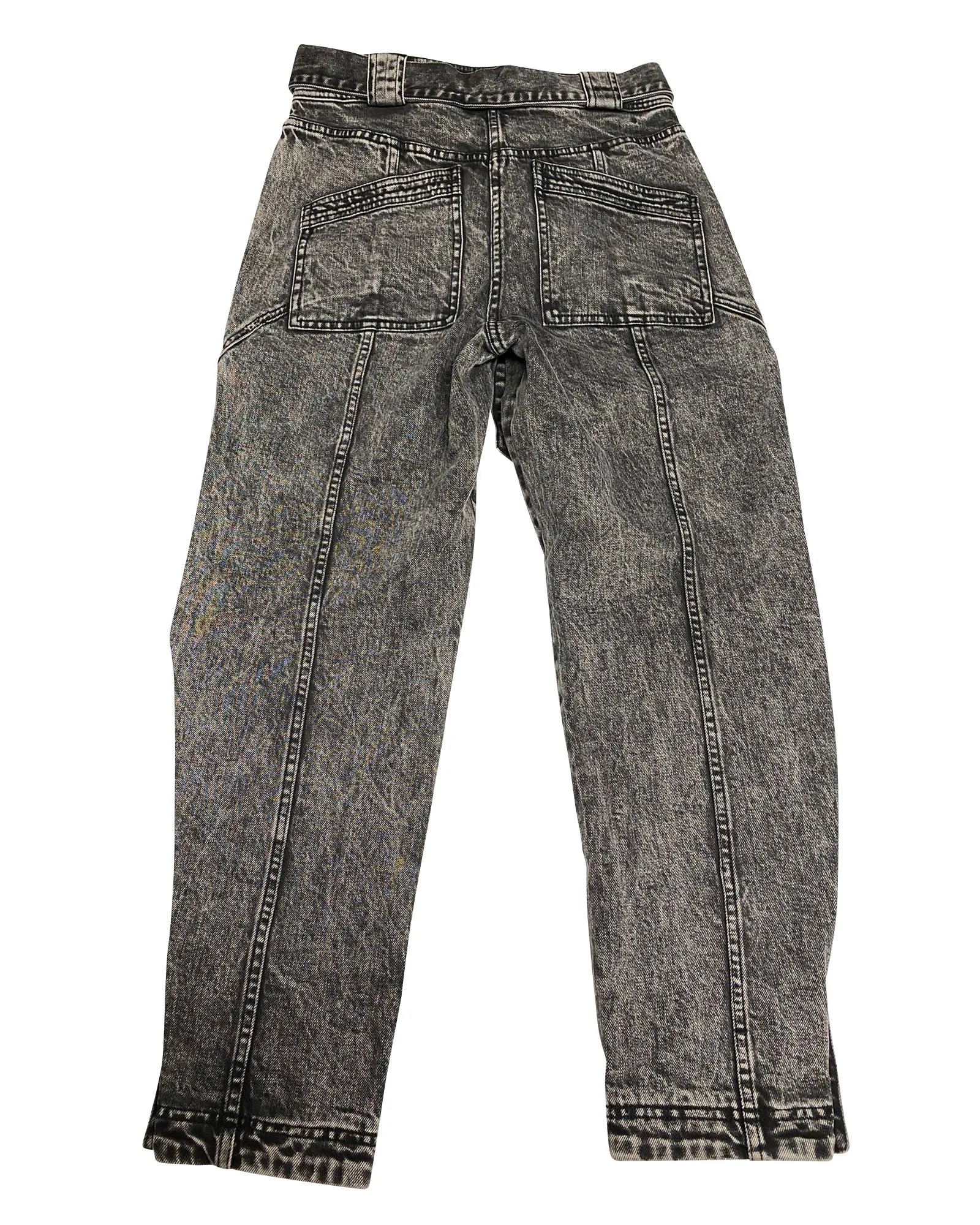 Grey Acid Wash High Waist Jeans with Taped Silhouette