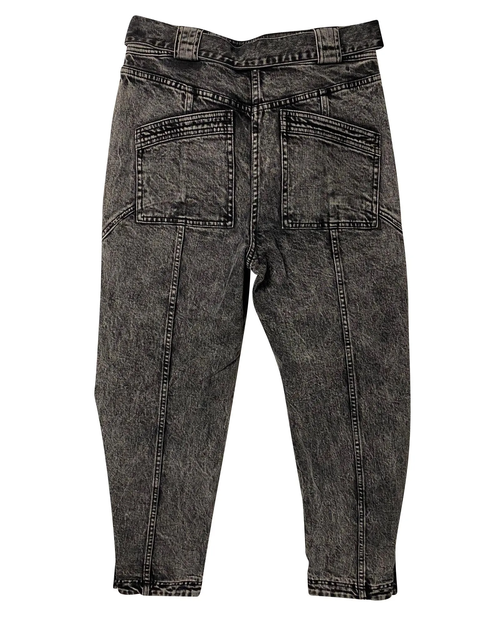 Grey Acid Wash High Waist Jeans with Taped Silhouette