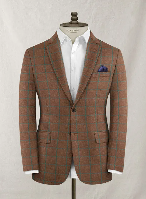 Italian Murano Aureta Brown Wool Linen Jacket