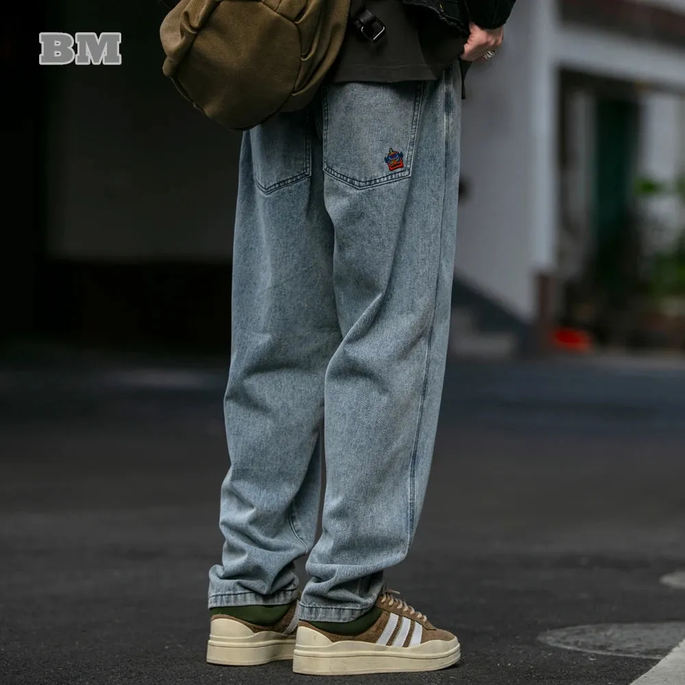 Japanese Streetwear Distressed Baggy Jeans For Men - High Quality Denim Cargo Pants