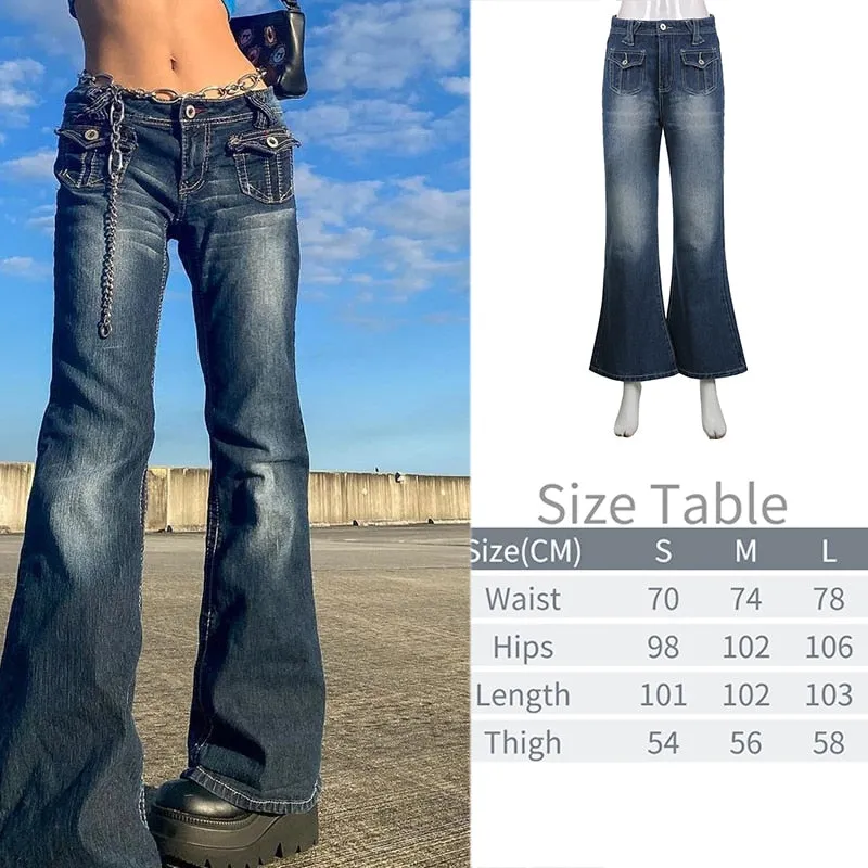 KittenAlarm - New Printed Baggy Y2K Jeans Women's Low Waist jeans Autumn Winter Oversize Wide Leg Baggy Pants Casual Cargo Trousers