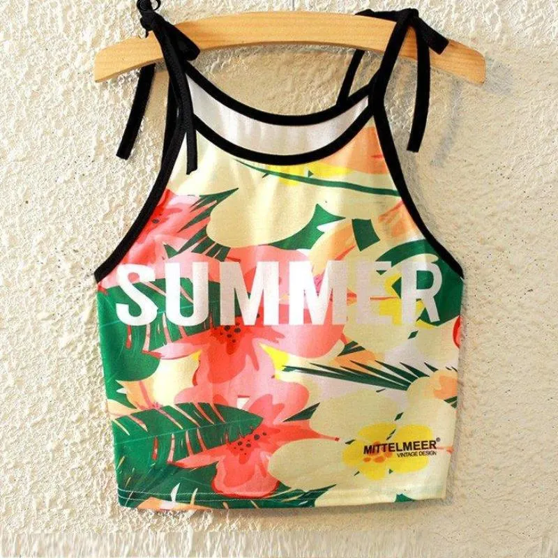 Laced Strap Printed Sleeveless Shirt