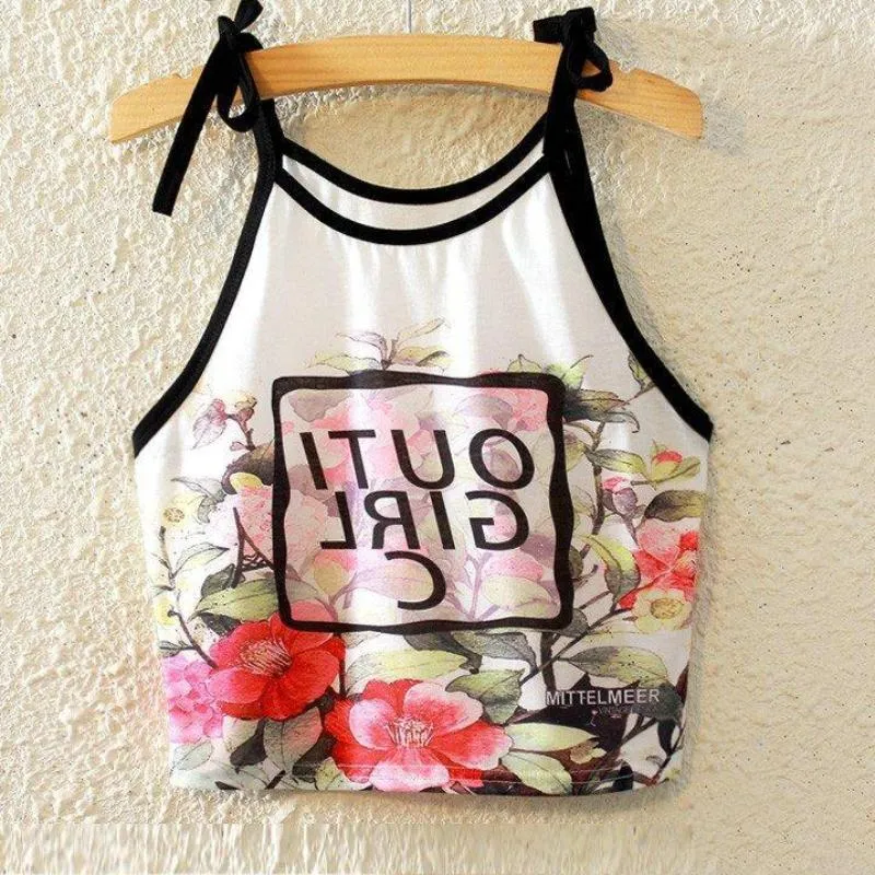 Laced Strap Printed Sleeveless Shirt