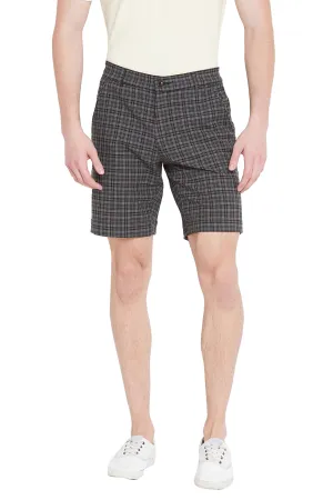 Men Grey Checked Casual Shorts