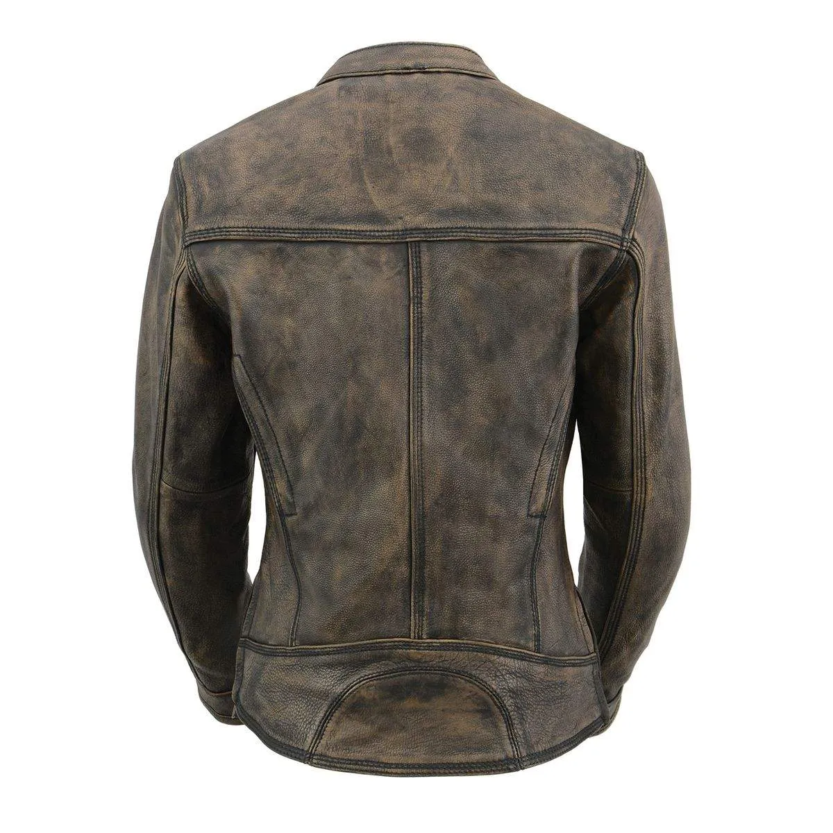 Milwaukee Leather MLL2550 Women's Scooter Distressed Brown Leather Vented Motorcycle Jacket