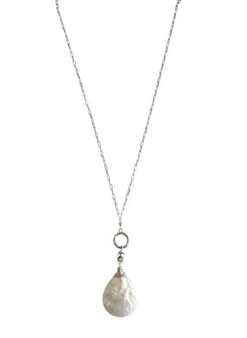 Mother of Pearl Paperclip Necklace