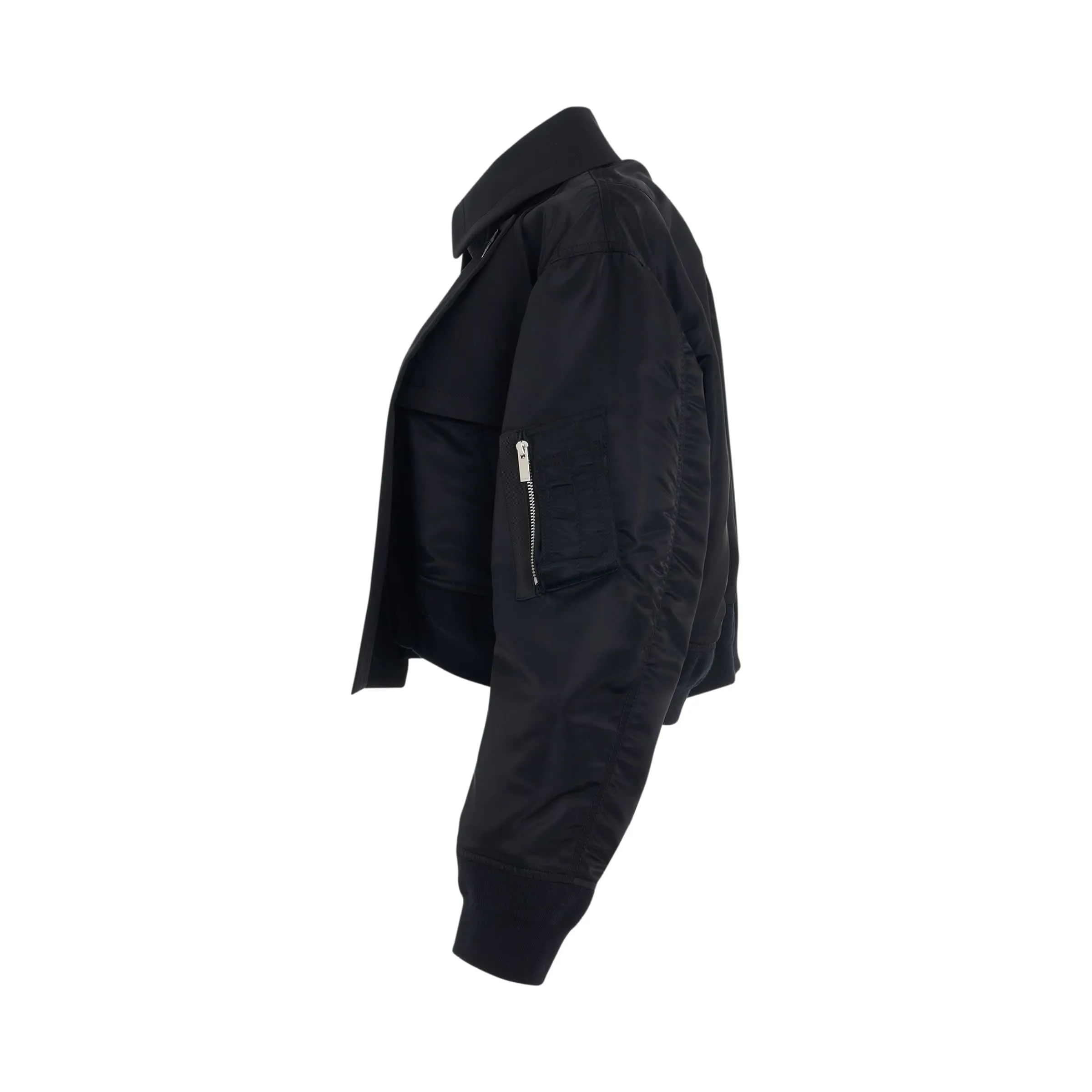 Nylon Twill Multi Panel Jacket in Black