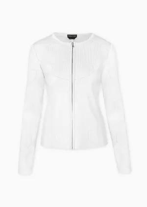 Pamela - Stretch Knit Jacket with Scalloped Detail