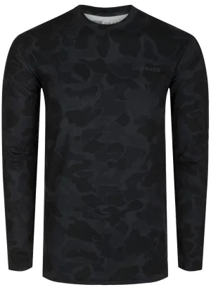 Performance Crew Print L/S in Black by Drake