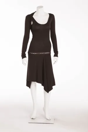 Plein Sud Jeans - Brown Long Sleeve Dress with Detachable Skirt