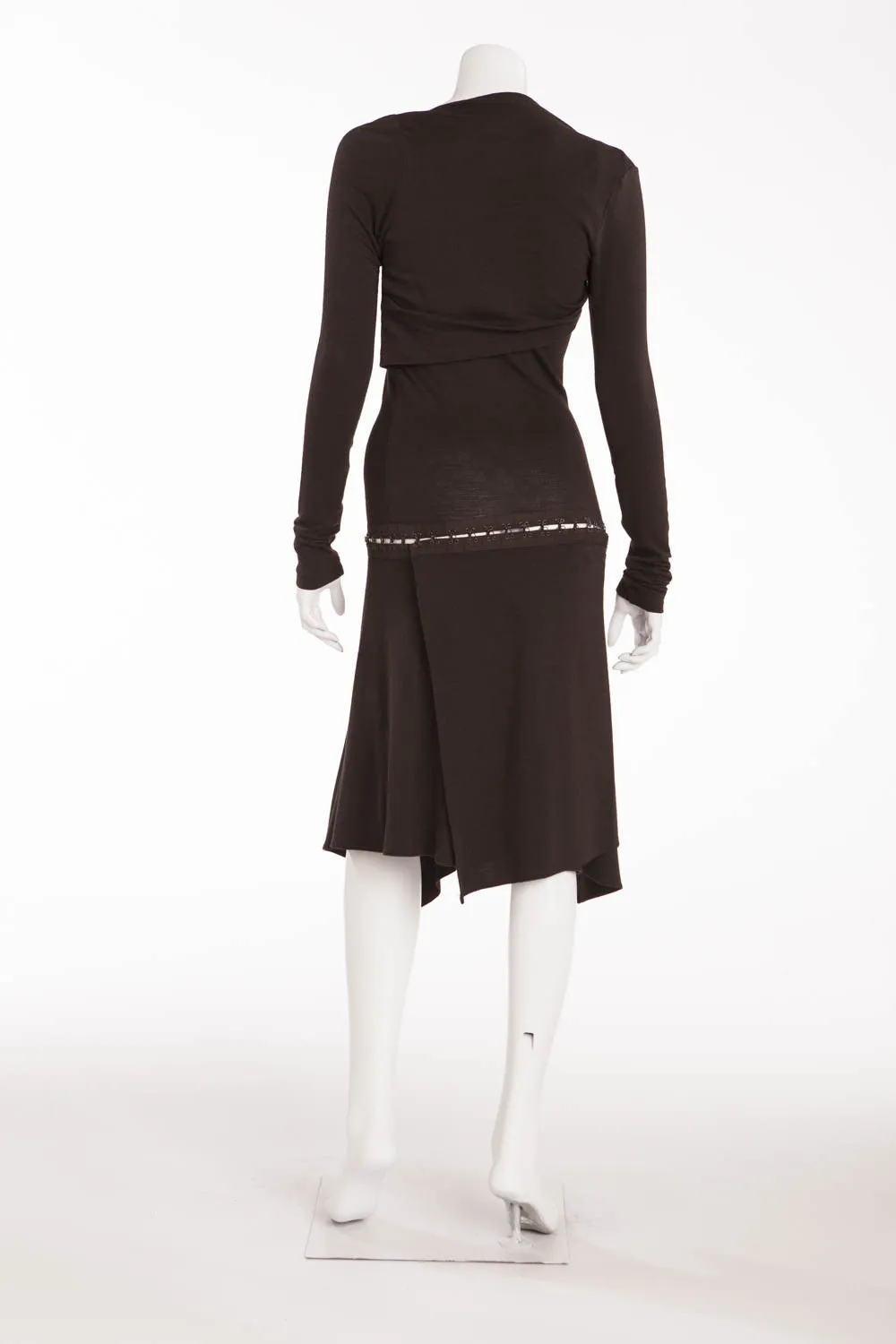 Plein Sud Jeans - Brown Long Sleeve Dress with Detachable Skirt