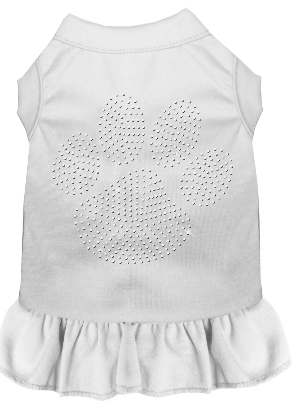 Rhinestone Clear Paw Dress White Xs (8)