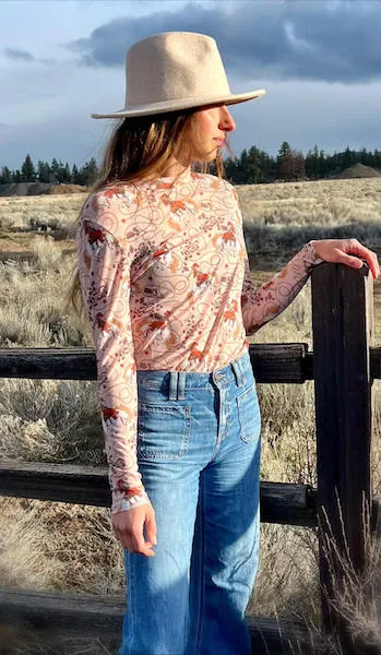 Rodeo Days Long Sleeve Mesh Top