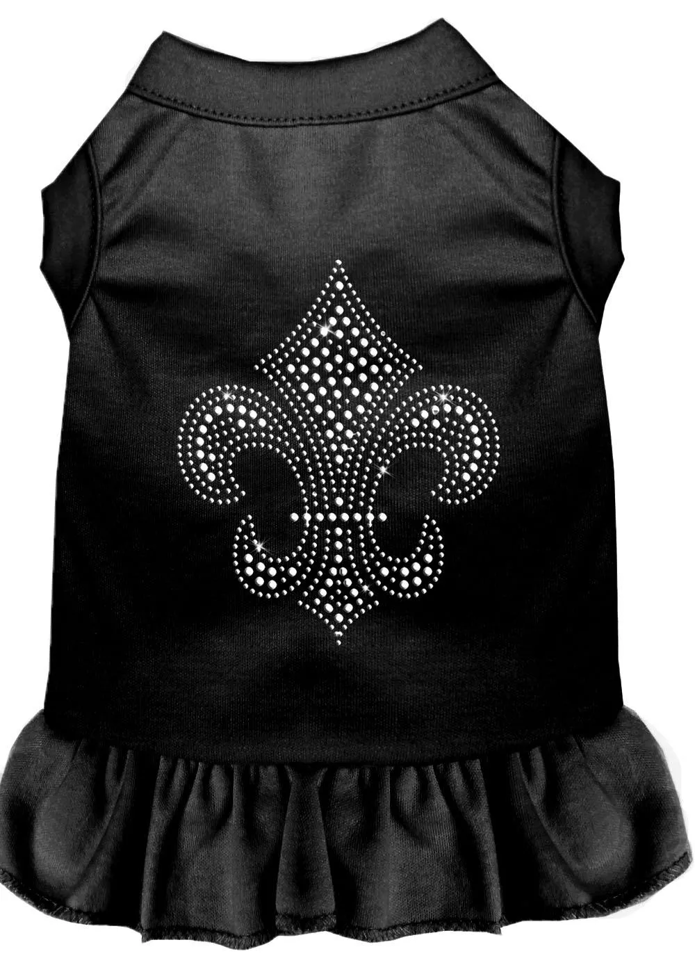 Silver Fleur De Lis Rhinestone Dress Black Med (12)