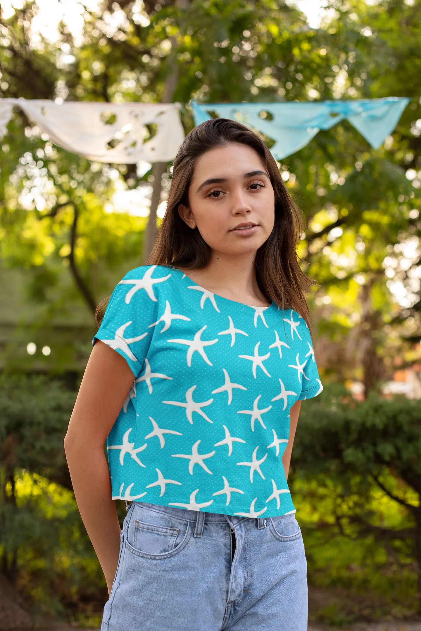 Stay Cool and Stylish: Summer Blue Crop Tees for Women - Trendy, Casual, and Comfortable!