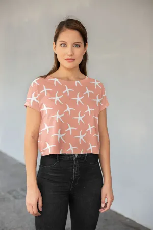 Stay Cool and Stylish: Summer Coral  Crop Tees for Women - Trendy, Casual, and Comfortable!