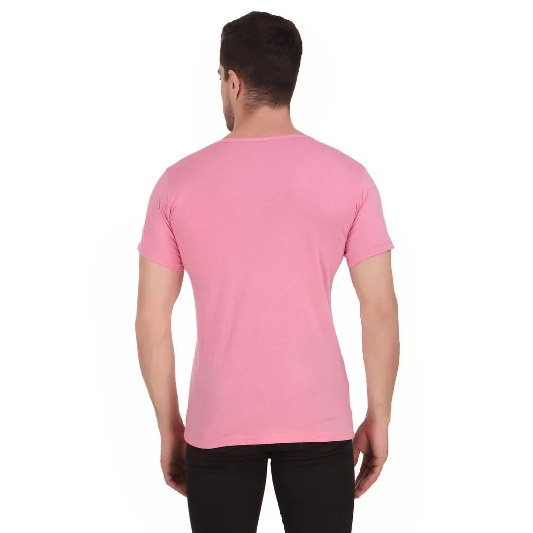 Stylish & Comfortable Round Neck NEVER GIVE UP Printed T-Shirt For Men's (Pink)