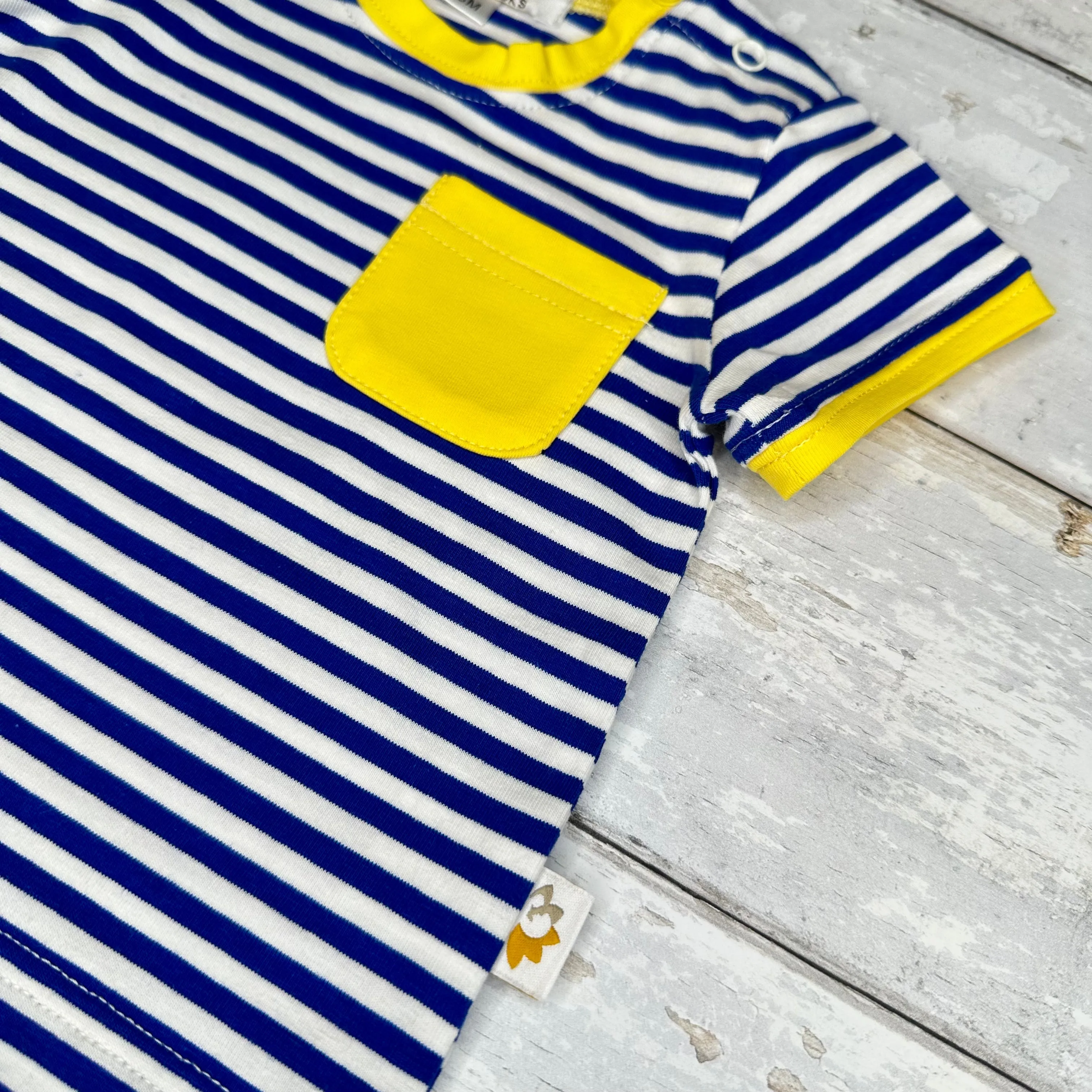 The Molly  - Contrast Baby/Child Twinning Tee - Cobalt Blue & Lemon