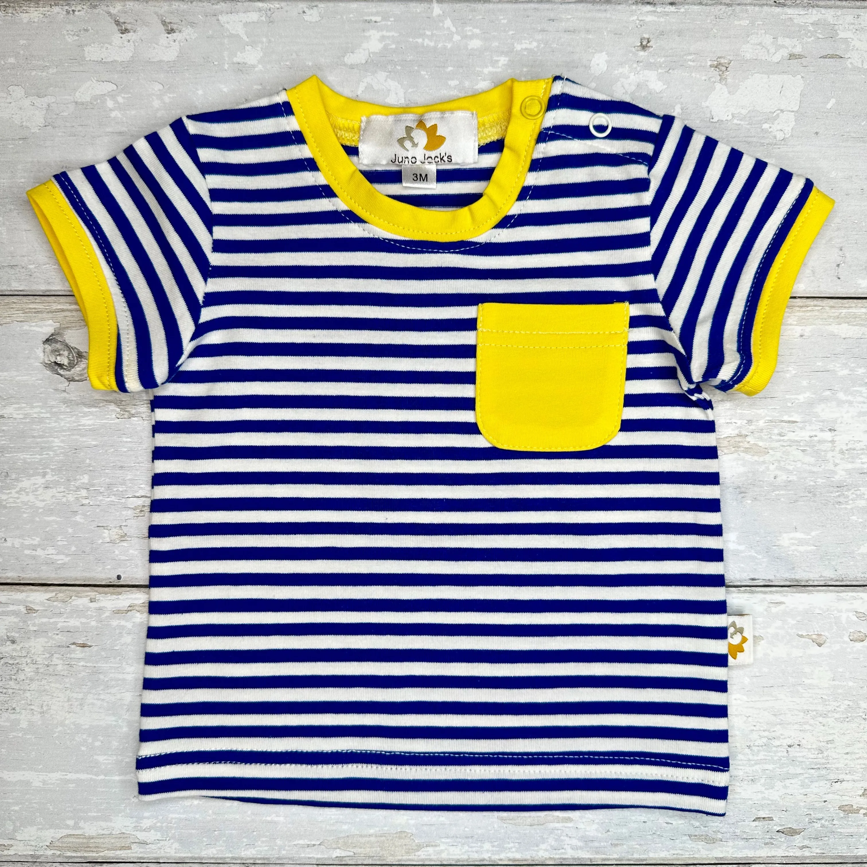 The Molly  - Contrast Baby/Child Twinning Tee - Cobalt Blue & Lemon