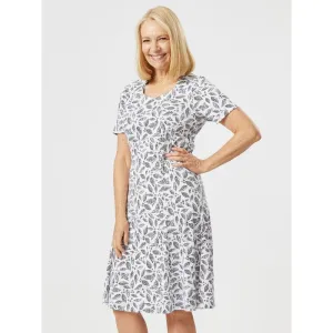 Tigi 22/24 White Mono Leaf Print Dress