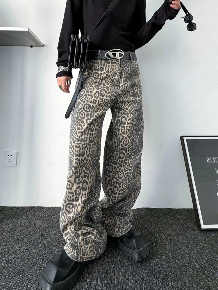 Trendy Leopard Printed Straight Jeans