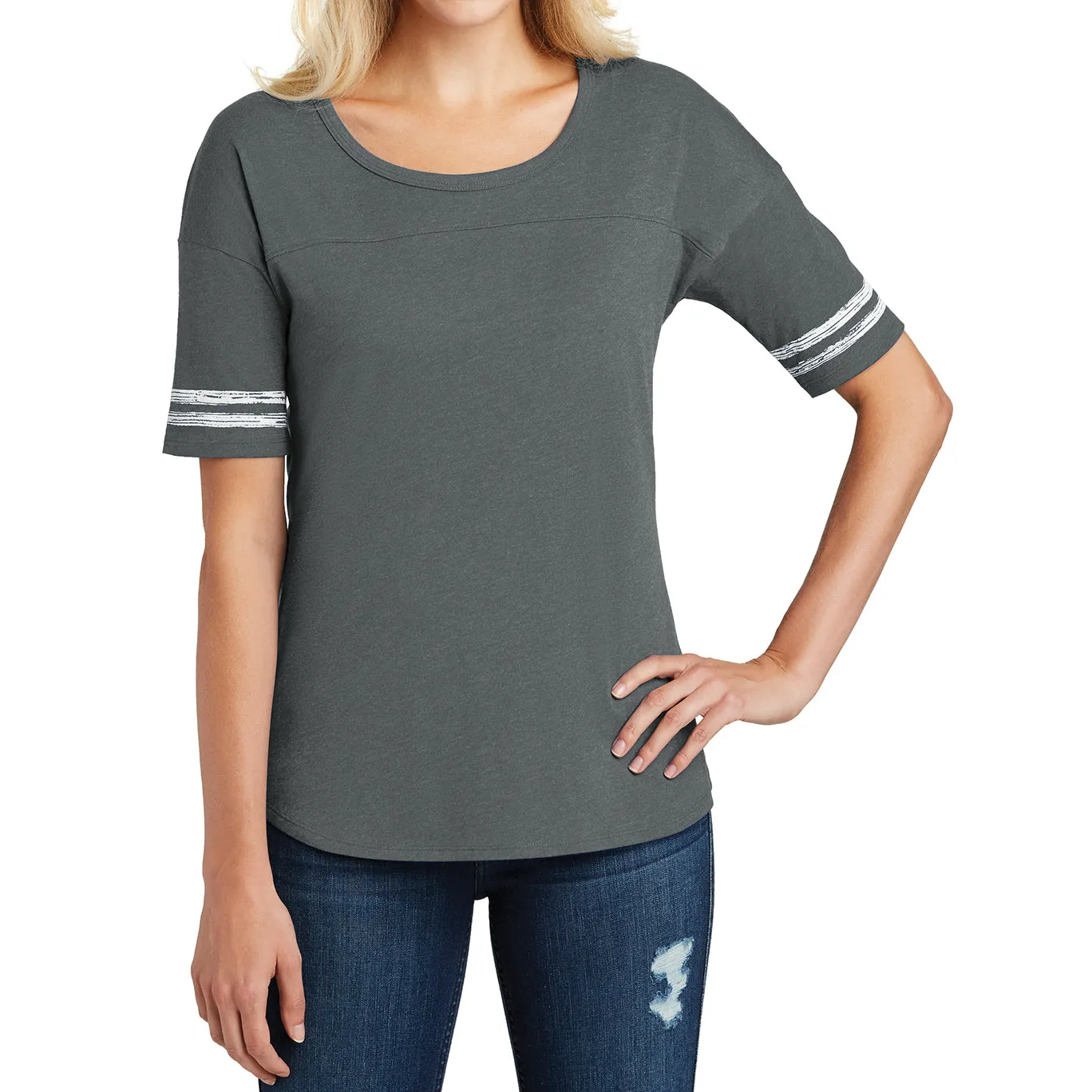 Women's Scorecard Tee Distressed Printed Stripes