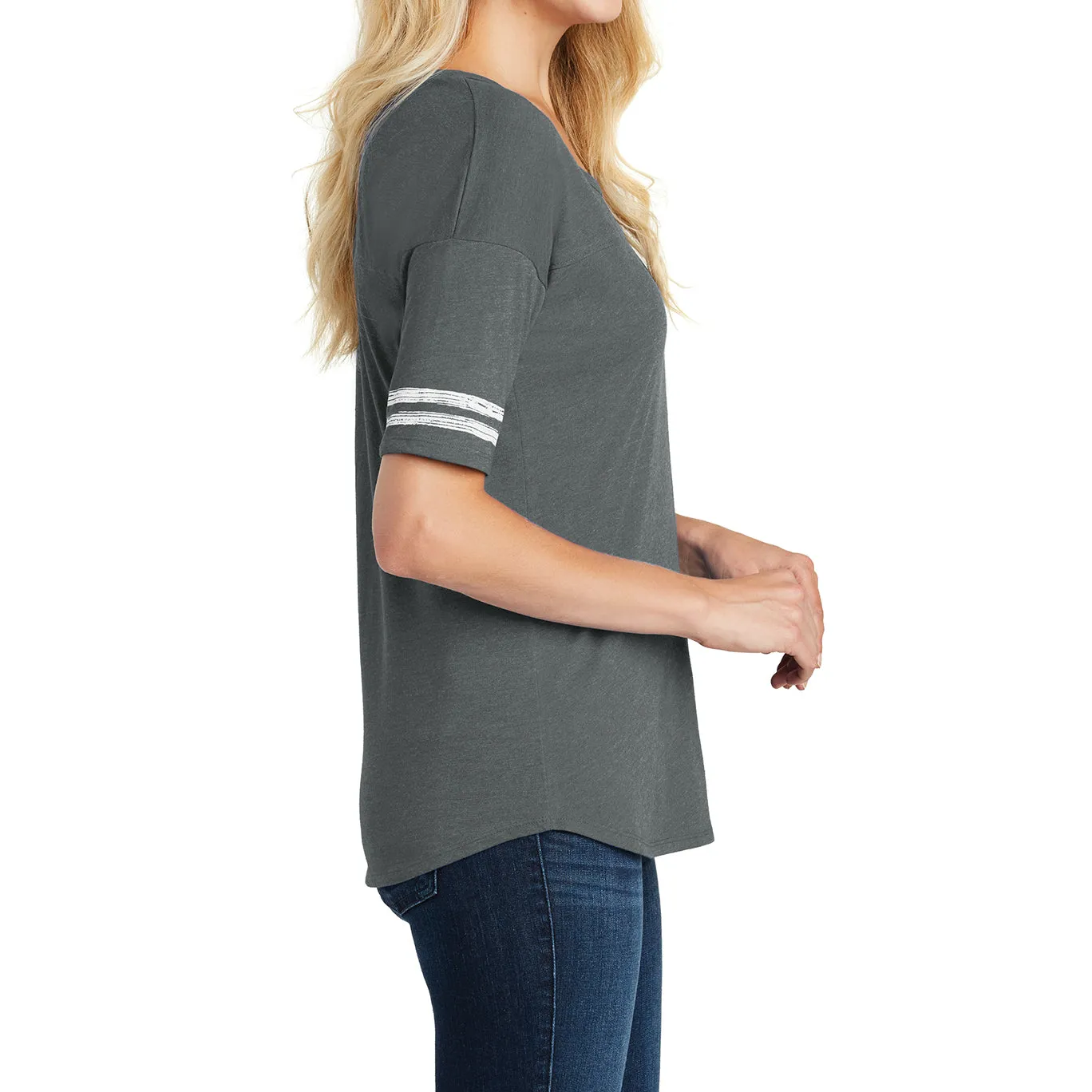 Women's Scorecard Tee Distressed Printed Stripes